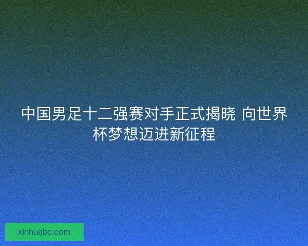 中国男足十二强赛对手正式揭晓 向世界杯梦想迈进新征程 中国男足十二强赛对手正式揭晓 向世界杯梦想迈进新征程